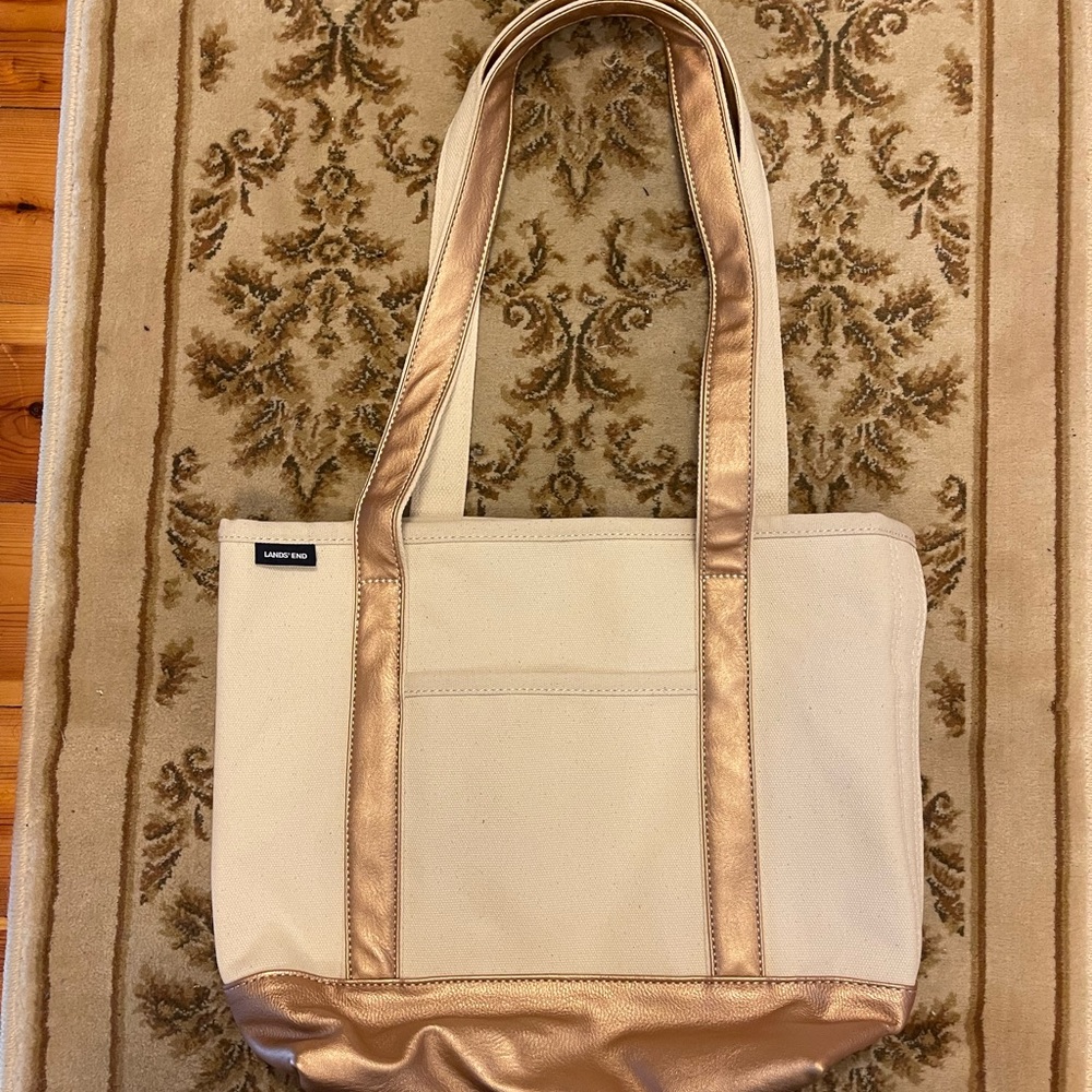 Lands End Metallic Rose Gold Tote